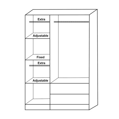 Roupeiro 3 Portas de bater e 2 Gavetas