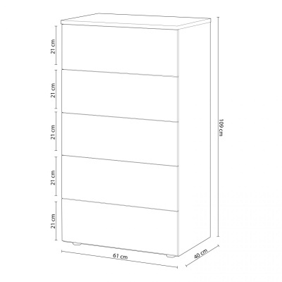 Cómoda de 5 Gavetas