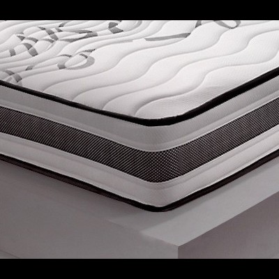 Colchão branco com padrão ondulado e bordas pretas