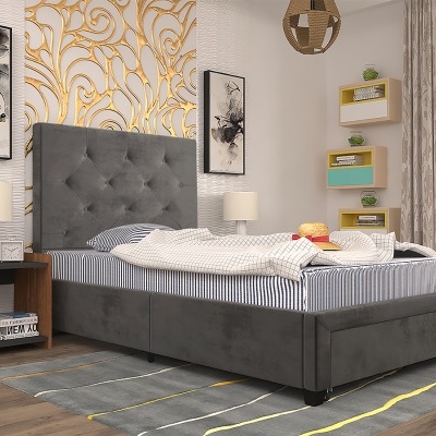 Cama de Solteiro com Gavetão de arrumação - Disponível em 2 cores