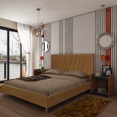 Cama de Casal 160x195cm com Estrado e Cabeceira de Cama incluídos - Disponível em 2 cores