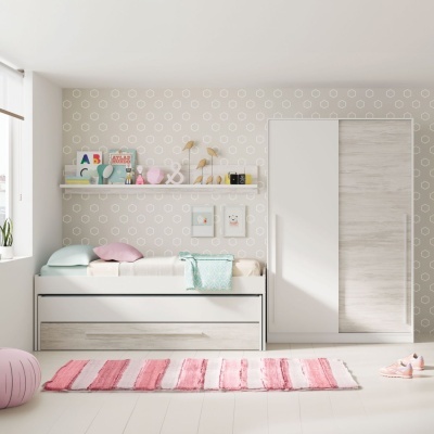 Cama Dupla com Arrumação e Prateleira