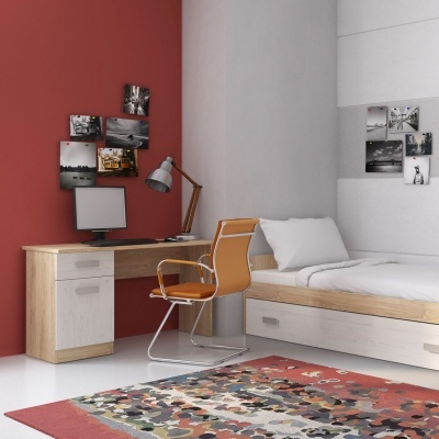 Secretária com Gaveta e Porta de Arrumação - Disponível em 4 cores