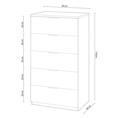 Cómoda de 5 Gavetas - Disponível em 3 cores