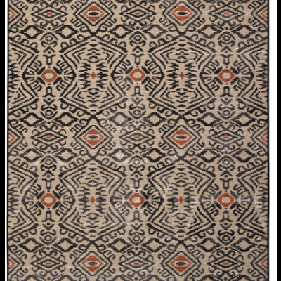 Tapete com padrão geométrico castanho, bege e laranja