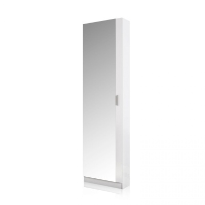 Armário alto branco com porta espelhada