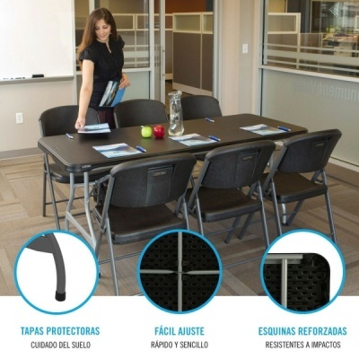 Mesa Dobrável Aço e Plástico 182 x 73,5 x 76cm - Disponível em 2 cores