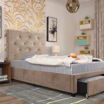 Cama de Solteiro com Gavetão de arrumação - Disponível em 2 cores