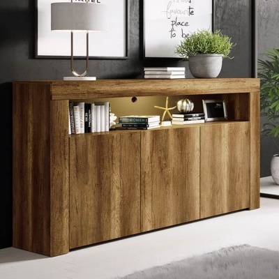 Aparador Lay mate com luz LED e 3 portas - Disponível em 6 cores