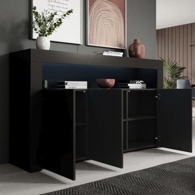 Aparador Lay mate com luz LED e 3 portas - Disponível em 6 cores