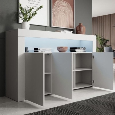 Aparador Lay mate com luz LED e 3 portas - Disponível em 6 cores