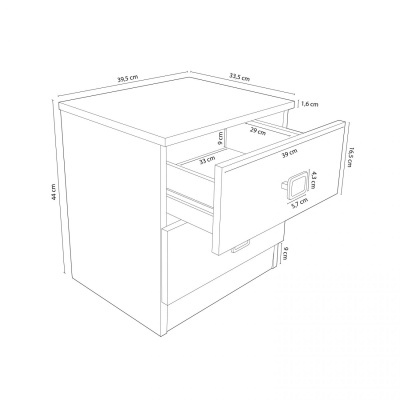 Mesinha de Cabeceira 2 Gavetas