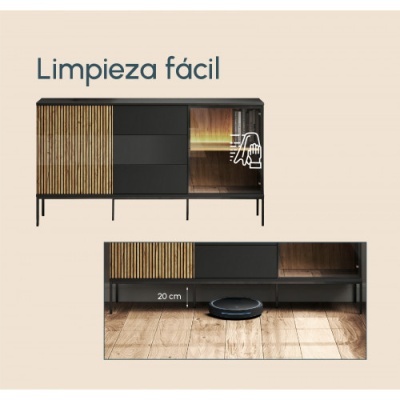 Aparador 3 gavetas e 2 portas com luz LED