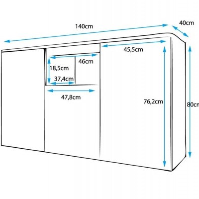 Aparador  Panan 3 Portas - Disponível em 2 cores