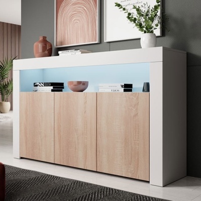 Aparador 3 Portas com luz LED - Disponível em 5 cores