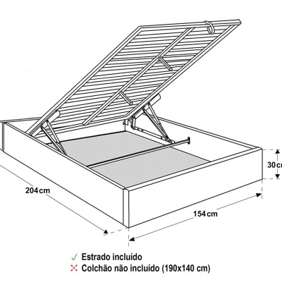 Sommier Casal com Arrumação - Disponível em 3 medidas e 2 cores