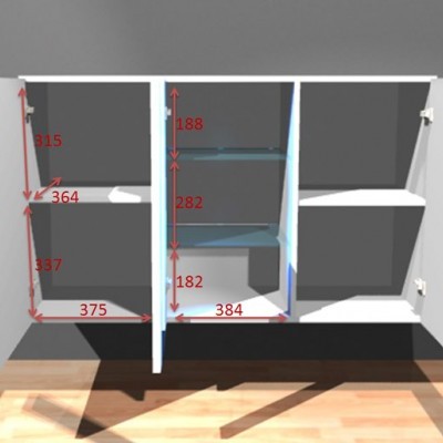 Aparador de Parede Lei com luz LED - Disponível em 5 cores