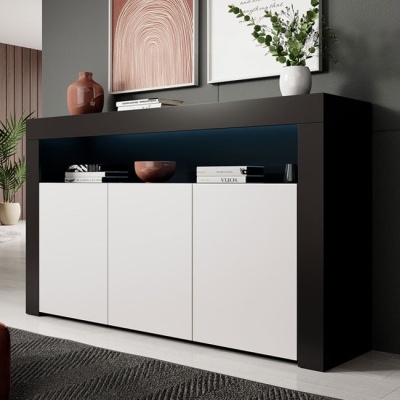 Aparador 3 Portas com luz LED - Disponível em 5 cores