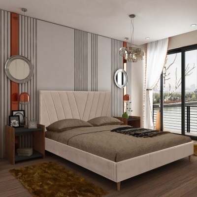 Cama de Casal Estrado e Cabeceira de Cama incluídos - Disponível em 2 cores e 2 medidas