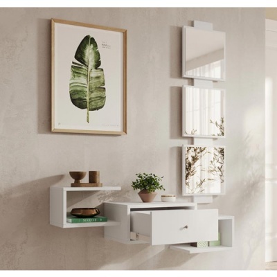 Móvel de Entrada com Gaveta e Espelho Nobel - Disponível em 3 cores