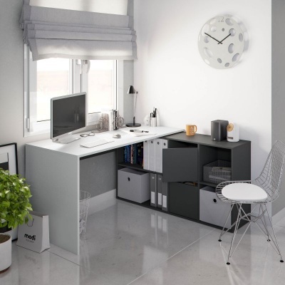 Secretária Multiposição XL com Móvel de Arrumação - Disponível em 5 cores