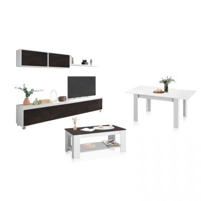 Conjunto de Móveis de Sala, Mesa de Centro e Mesa de Refeições - Disponível em 3 cores