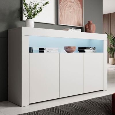 Aparador Lay mate com luz LED e 3 portas - Disponível em 6 cores