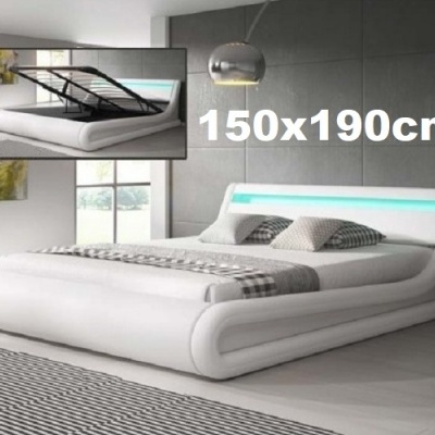 Cama de Casal 150x190cm com Estrado elevatório - Disponível em 3 cores