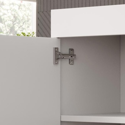 Fecho metálico articulado para porta de armário branco e interior cinzento