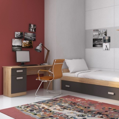 Secretária com Gaveta e Porta de Arrumação - Disponível em 4 cores