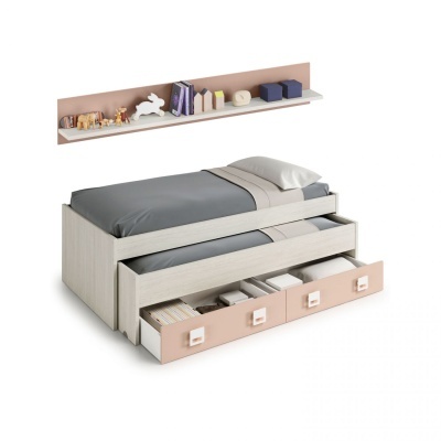 Cama Dupla com Arrumação e Prateleira