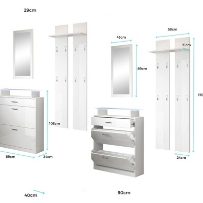 Móvel de Entrada com Gaveta, Sapateira, Espelho e Cabide - Disponível em 4 cores