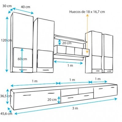 Móveis de Sala Nav com Luz de presença LED - Disponíveis em 3 cores