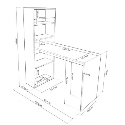 Secretária com Estante de Prateleiras