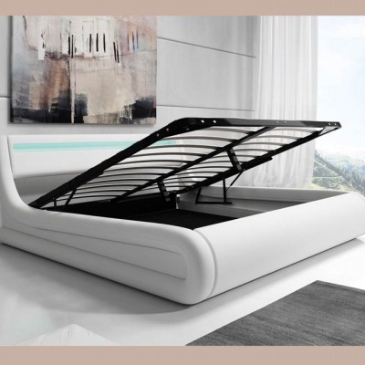 Cama de casal Riha estrado elevatório luz LED - Disponível em 3 medidas e 2 cores