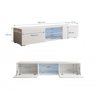 Móvel Tv 160cm com luz led - Disponível em 2 cores