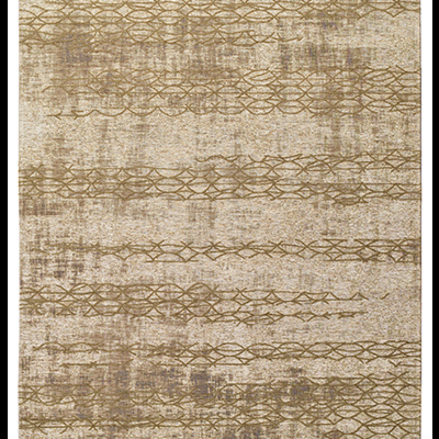 Tapete retangular bege com padrão geométrico castanho