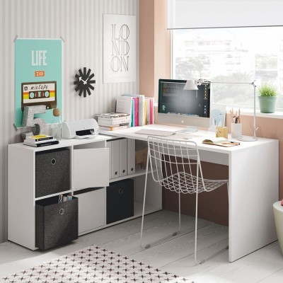 Secretária Multiposição XL com Móvel de Arrumação - Disponível em 5 cores