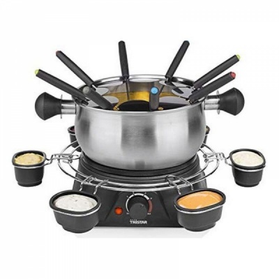 Conjunto de fondue Tristar com panela inox, garfos coloridos e mini panelas para molhos