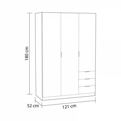 Roupeiro 3 Portas de bater e  3 Gavetas