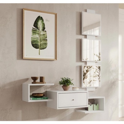 Móvel de Entrada com Gaveta e Espelho Nobel - Disponível em 3 cores