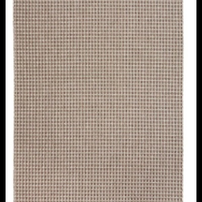 Tapete retangular bege e castanho com padrão xadrez