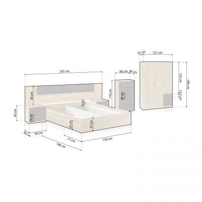 Conjunto de Mobiliário de Quarto - Disponível em 2 cores