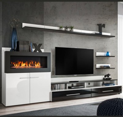 Conjunto de Móveis de Sala Eden com Lareira incluída