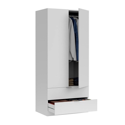 Roupeiro de 2 portas de abrir e 2 gavetas