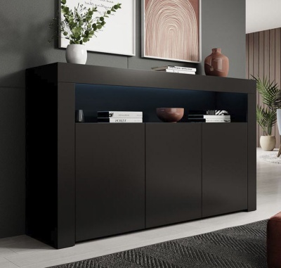 Aparador Lay mate com luz LED e 3 portas - Disponível em 6 cores