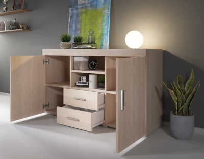 Aparador Ran 2 portas 2 gavetas 2 prateleiras - Disponível em 4 cores