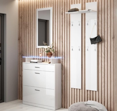 Móvel de Entrada com Gaveta, Sapateira, Espelho e Cabide - Disponível em 4 cores