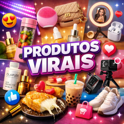 Vários produtos virais incluindo beleza, tecnologia, comida e acessórios