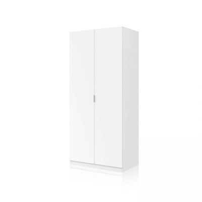 Roupeiro branco de duas portas com puxadores integrados